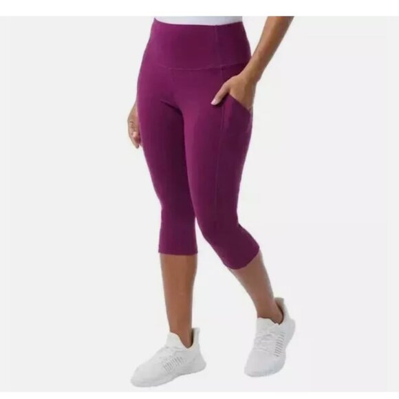 32 Degrees Pants - 32 Degrees Cool Women's Soft Active Capri Legging Pants, Plum Caspia